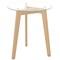 Modern Round End Table with Tempered Glass Top and Rubber Wood Frame for Living Areas